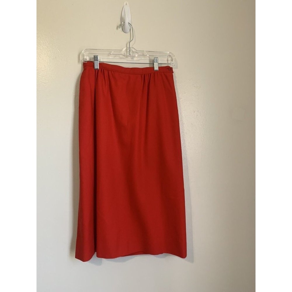 Pendleton Skirt Women 10 Red Wool Pockets Pencil Knee Length Lined Career - Picture 2 of 6